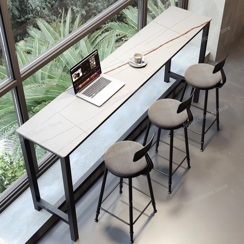 Commercial Kitchen Wall Tiles - 北欧風バルコニーバーテーブル サルーンキッチン 壁に立てかけるロングカクテルバーテーブル ミルクハイコーヒー家具