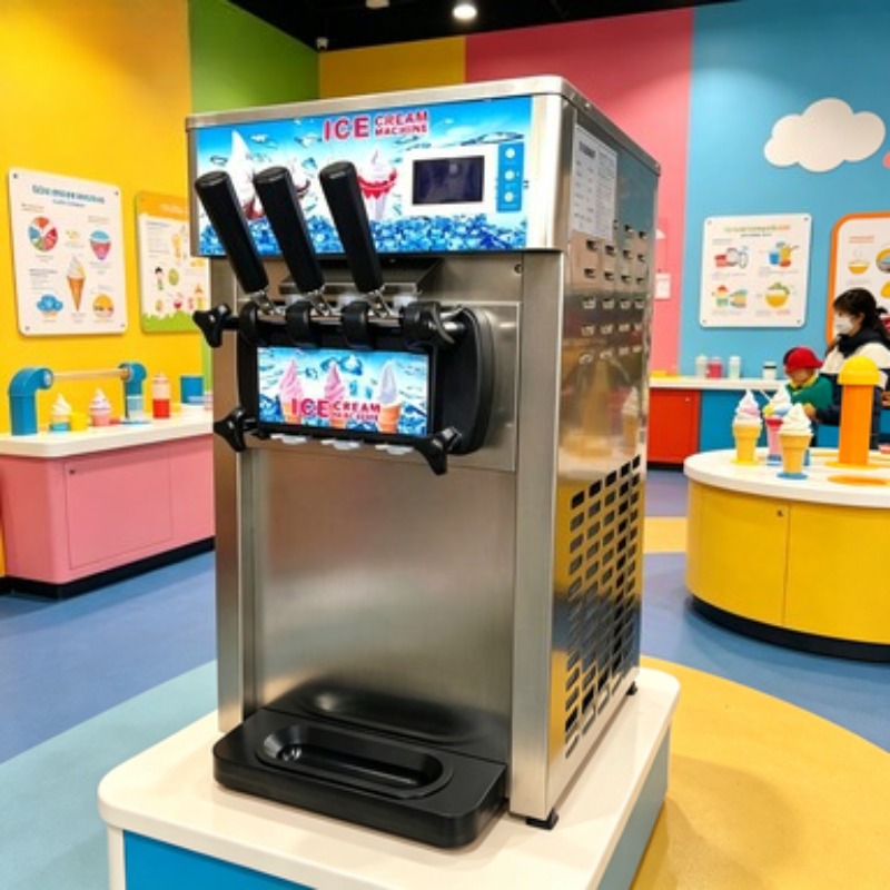 Soft Serve Ice Cream Machine - フロアスタンド型アイスクリームメーカー 5ディスペンサー 業務用ソフトサーブマシン フローズンヨーグルト機器 キャンティーン・ケータリング用