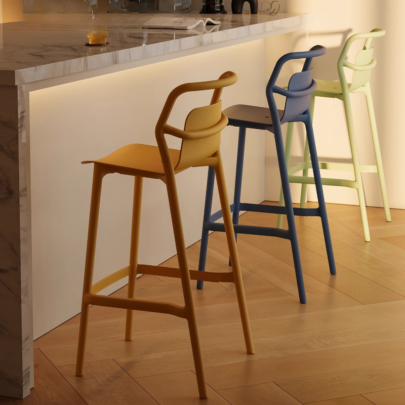 Commercial Kitchen Island - デザイナースタイルバースツール、厚みのあるプラスチック製カウンターハイトチェア、ドーパミンカラーのスタッカブルスツール、キッチンアイランド、レセプション席用