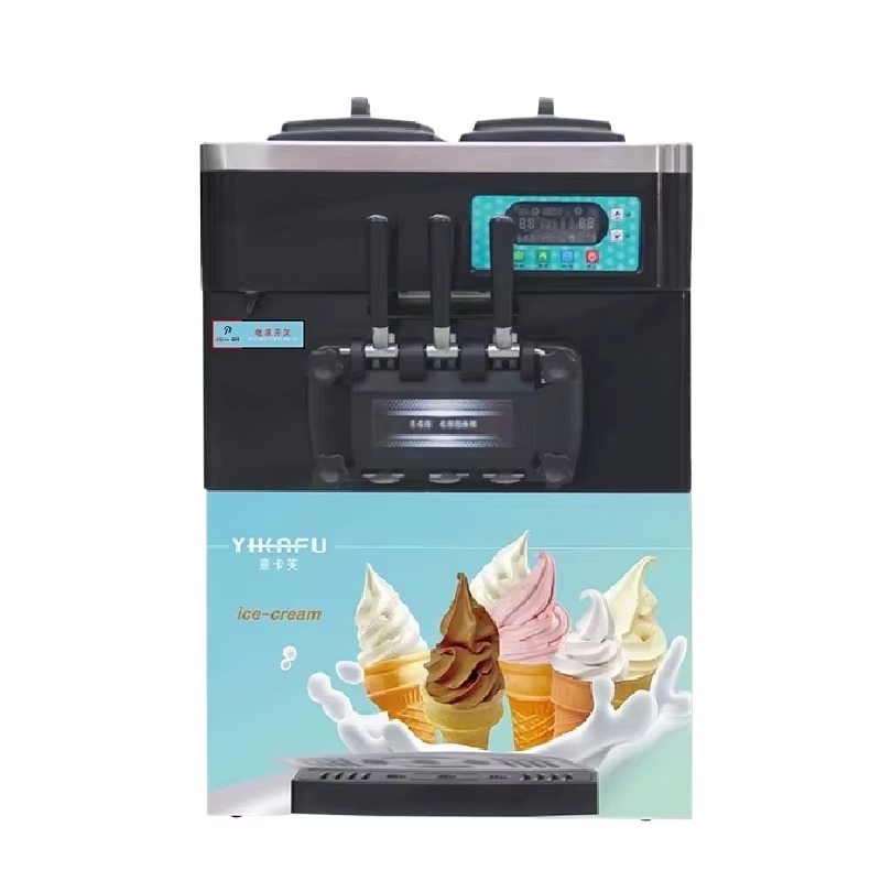 Soft Serve Ice Cream Machine - 業務用自動25-28L/H卓上ソフトクリーム製造機3種フレーバー電気式