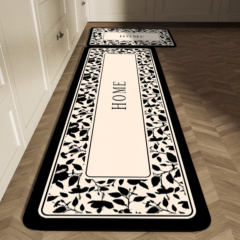 Commercial Kitchen Tile Flooring - 黒白の幾何学模様のタイルキッチンマットセットボヘミアンパッチワークプリント滑り止め洗えるフロアラグキッチン廊下家の装飾用