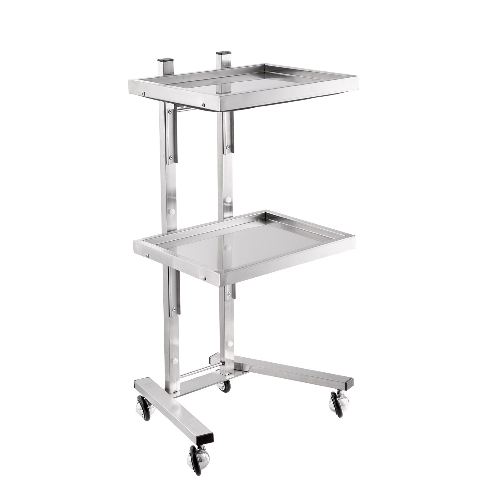 Commercial Kitchen On Wheels - シルバーサロンローリングカート、2段ローリングトレイトロリー収納棚、キッチン、教室、バスルーム、家庭用ステンレス製折りたたみ式ユーティリティカート（車輪付き）