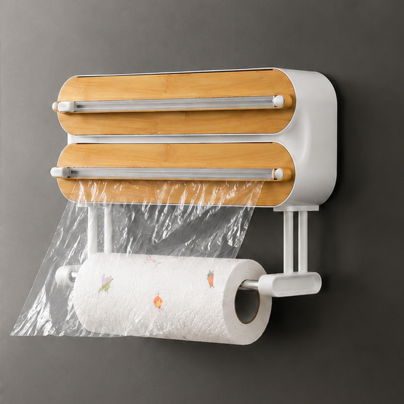 Commercial Kitchen Utensil Organizer - 磁気式食品ラップディスペンサーカッター、ラップフィルムホイルオーガナイザー、壁掛け冷蔵庫キッチン収納ホルダーボックス、キッチンツール