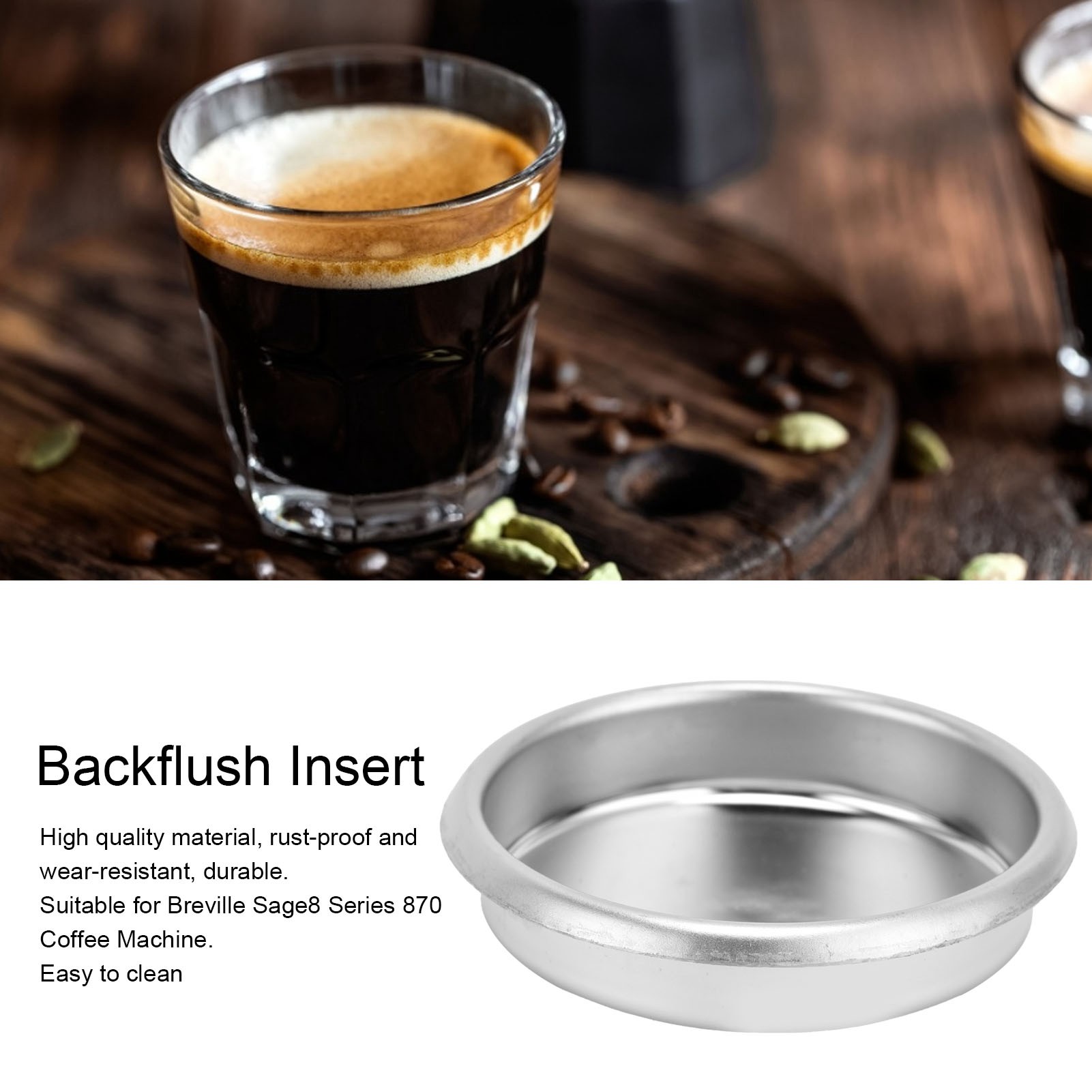 Breville Espresso Bes870 - ステンレス製バックフラッシュディスク,コーヒーマシンインサート,サンビル用メタルブラインドフィルター870, 54mm
