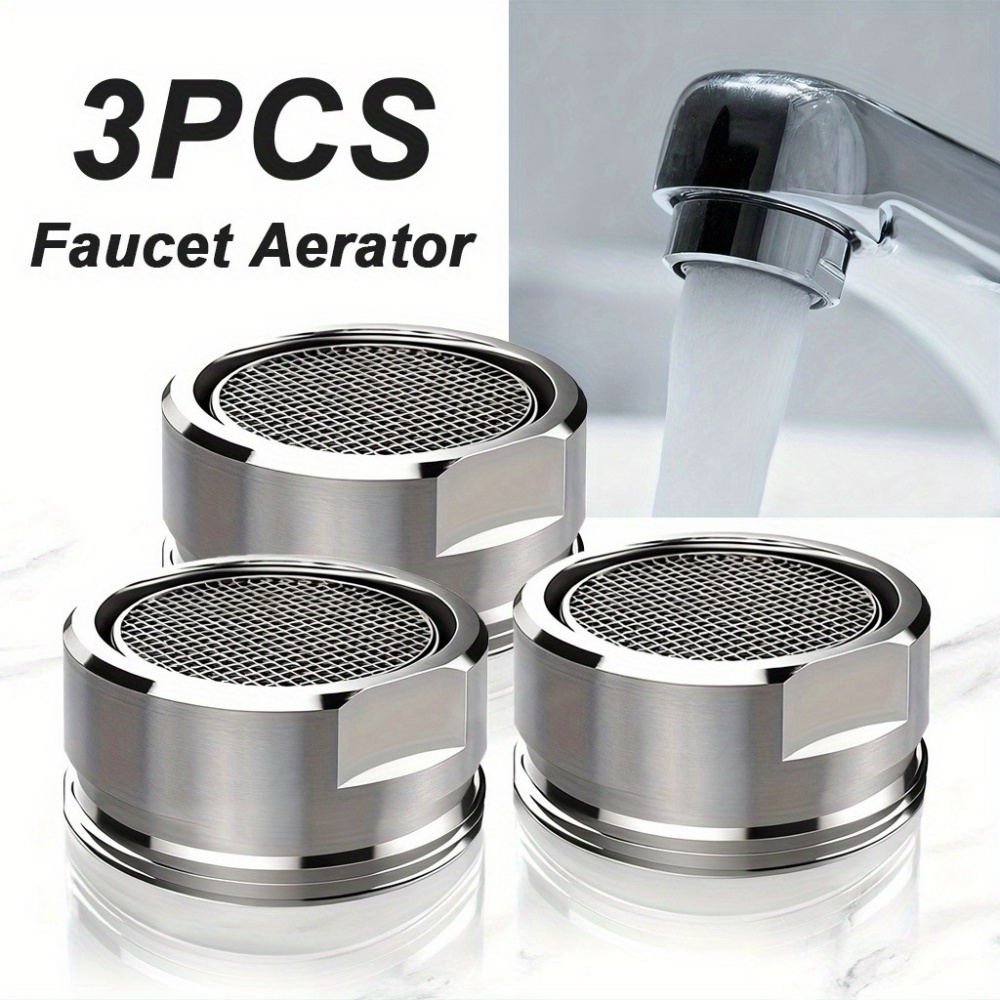Commercial Kitchen Grease Trap - 3個入りステンレス製蛇口エアレーター - スタイリッシュなメタルメッシュデザイン、水しぶき防止、キッチンとバスルームに簡単設置