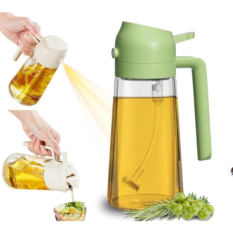 Commercial Kitchen Sprayer - 16オンス/470ml ガラス製オリーブオイルスプレーヤー、調理用食品グレード2-in-1オイルディスペンサーボトル、キッチン用スプレーボトル