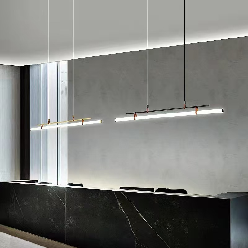 Commercial Kitchen Island - 北欧ミニマリストLEDペンダントランプ デザイナーロングストリップシャンデリア ダイニングルーム スタディルーム オフィス キッチンアイランドシャンデリア