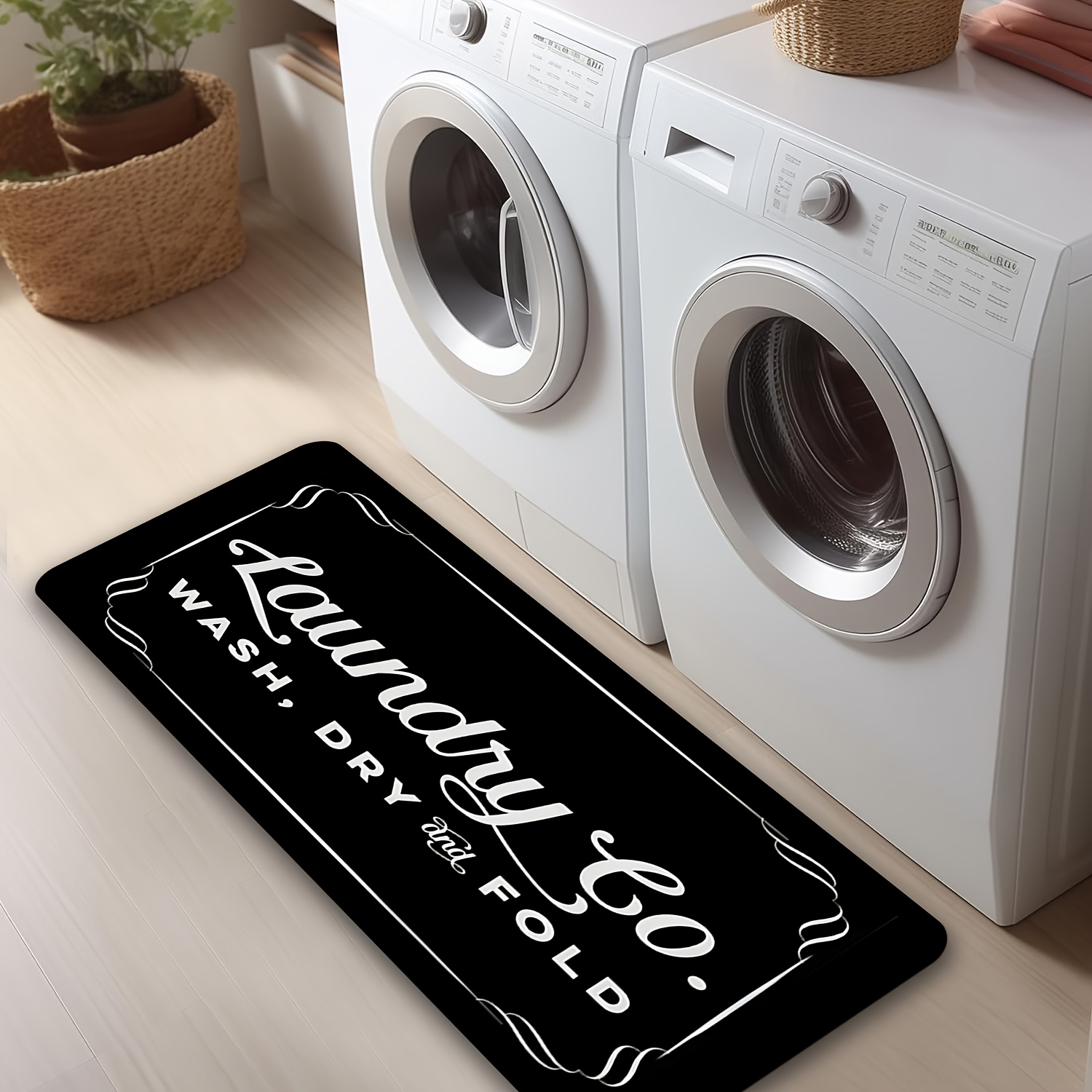 Commercial Kitchen Quotes - ヴィンテージボーダーランドリーカー社の引用プリント入り居心地の良い耐久性のあるロングランナーラグ、柔らかいフロアマット、ランドリールーム、キッチン、玄関の装飾に