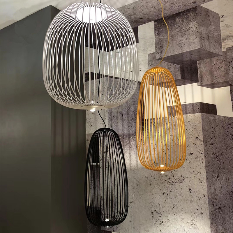 Commercial Kitchen Island - レプリカフォスカーフ-鳥かごの形をしたLEDハンギングランプ,モダンなデザイン,屋内照明,装飾的なシーリングライト,バー,キッチン,階段に最適,1/2G