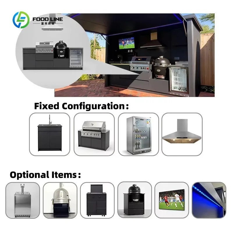 カスタムモジュール式屋外キッチンポッドBBQグリルキャビン電 - Commercial Kitchen Grill のレビューと価格