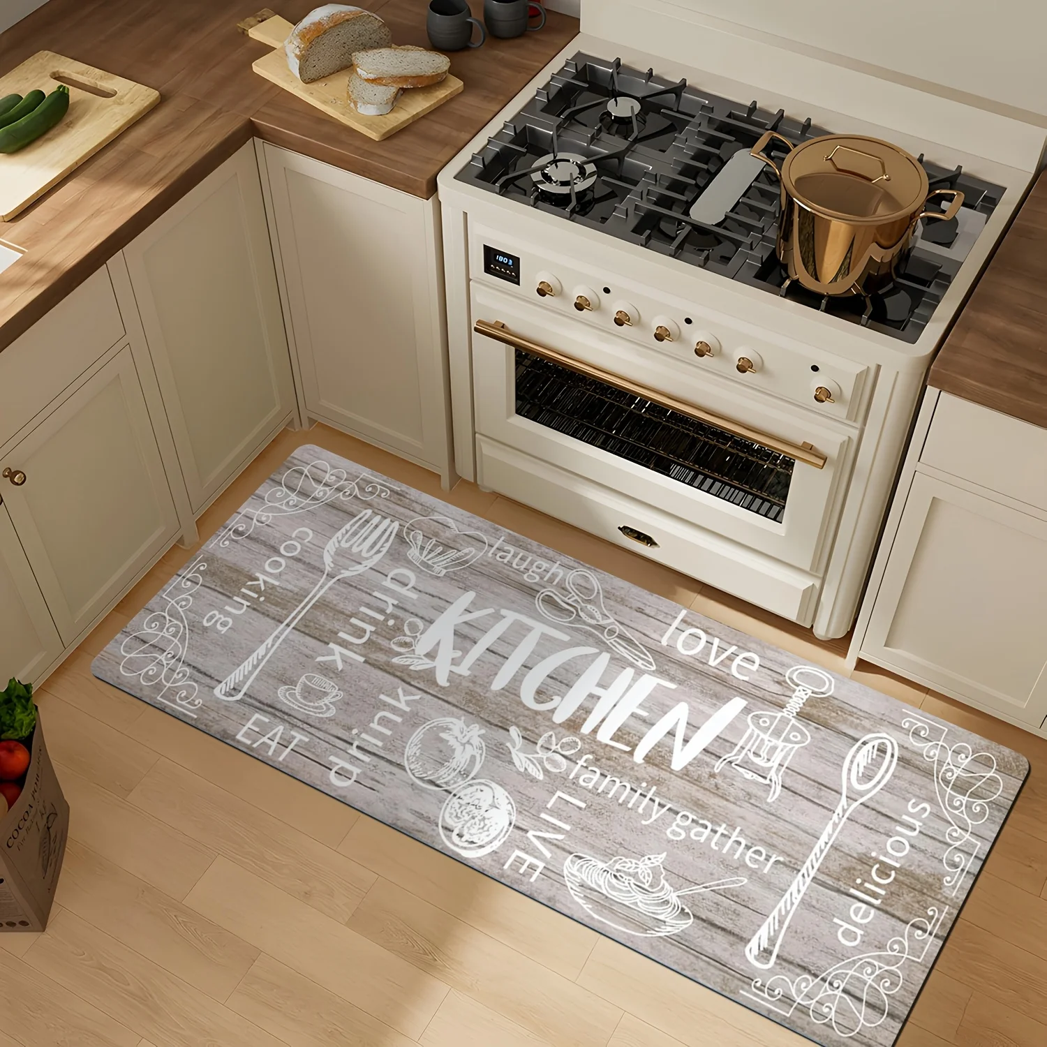 木製キッチンの引用句プリントキッチンランナーラグソフトフロア - Commercial Kitchen Quotes のレビューと価格