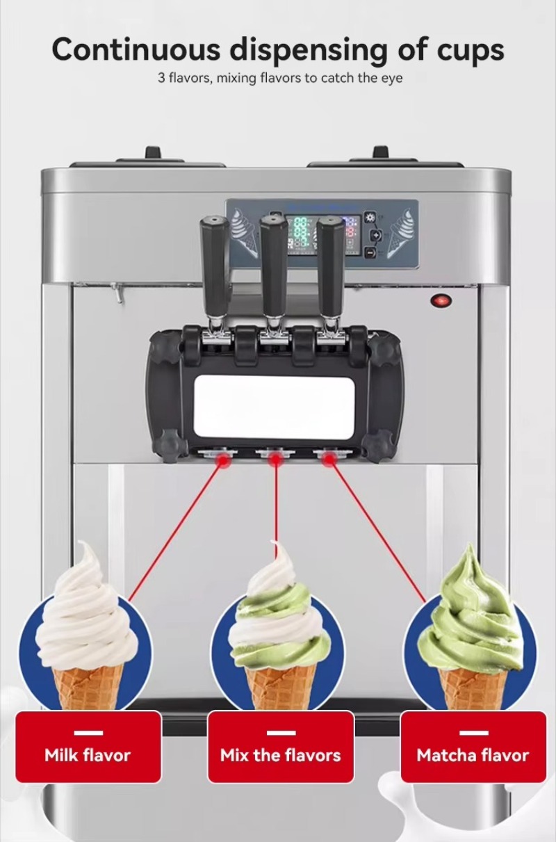 業務用自動アイスクリームマシンメーカー 3種フレーバーソフト - Soft Serve Ice Cream Machine のレビューと価格