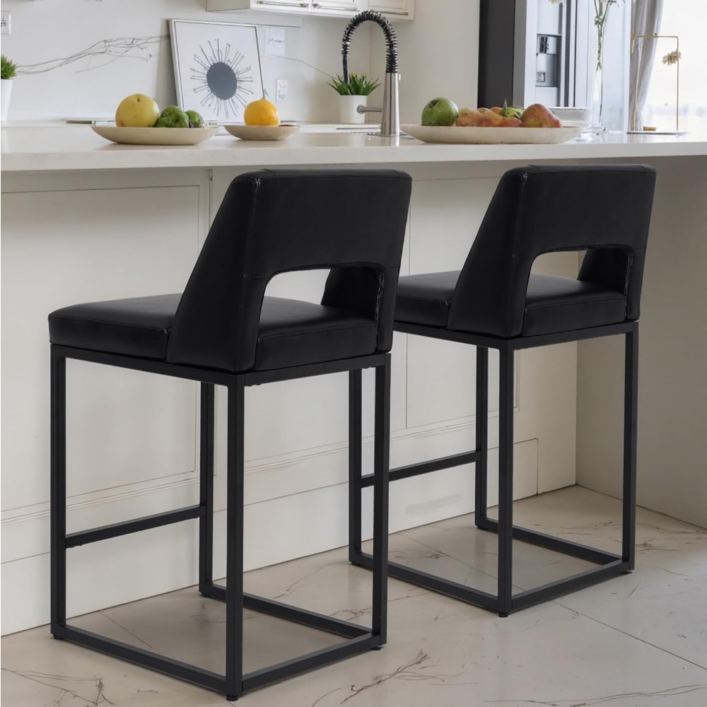新しいブラックカウンターハイトバースツール2脚セット - モ - Commercial Kitchen Island のレビューと価格
