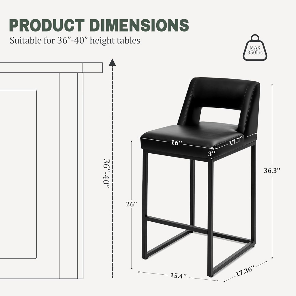 新しいブラックカウンターハイトバースツール2脚セット - モ - Commercial Kitchen Island のレビューと価格
