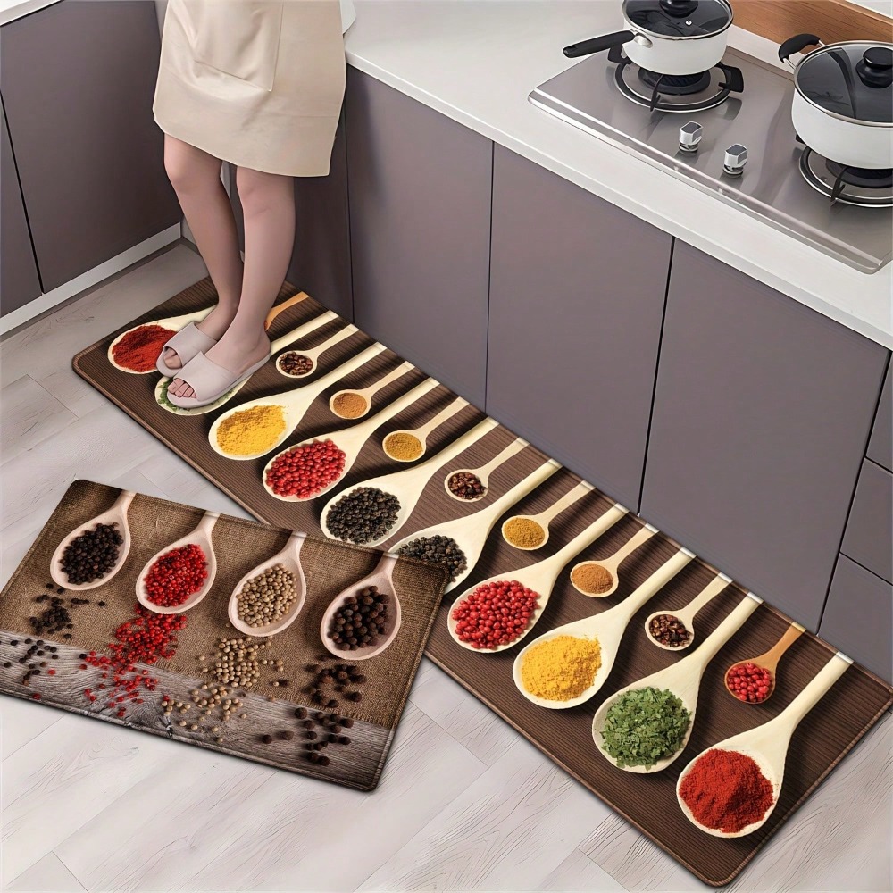 キッチンカーペットマットラグ - 調理器具スプーン＆スパイス - Commercial Kitchen Quotes のレビューと価格