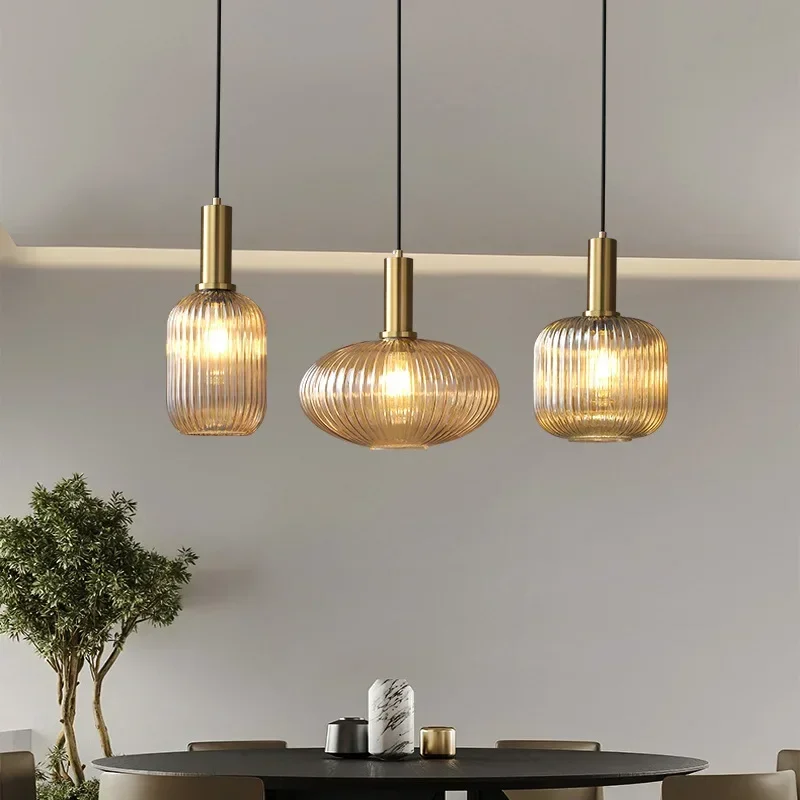 ヴィンテージカラフルなガラスストライプペンダントシャンデリア - Commercial Kitchen Island のレビューと価格