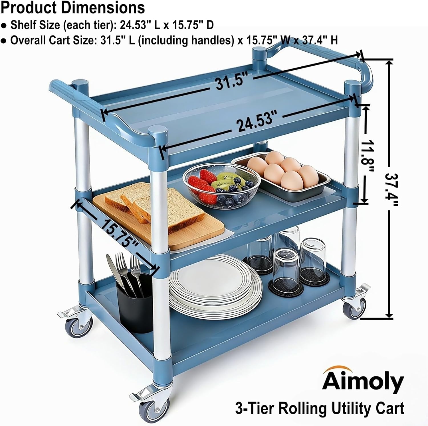 3段式ローリングユーティリティカート、ホイール付き業務用ユー - Commercial Kitchen On Wheels のレビューと価格