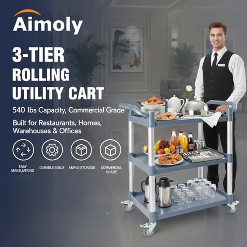 3段式ローリングユーティリティカート（車輪付き）、耐荷重54 - Commercial Kitchen On Wheels のレビューと価格