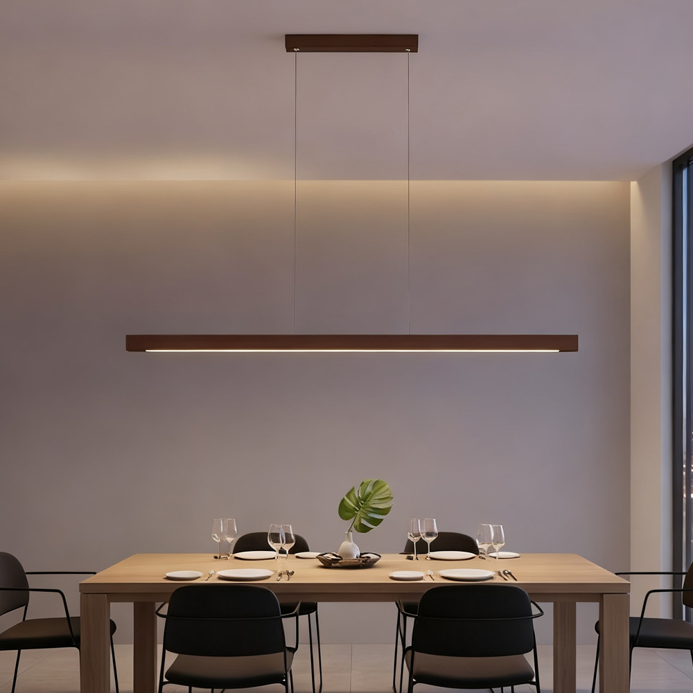 LED ペンダントライト北欧木製ロングサスペンションシャンデ - Commercial Kitchen Island のレビューと価格
