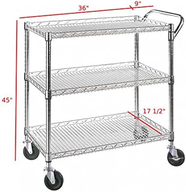 頑丈な3段式ローリングユーティリティキッチンカート（車輪付き - Commercial Kitchen On Wheels のレビューと価格