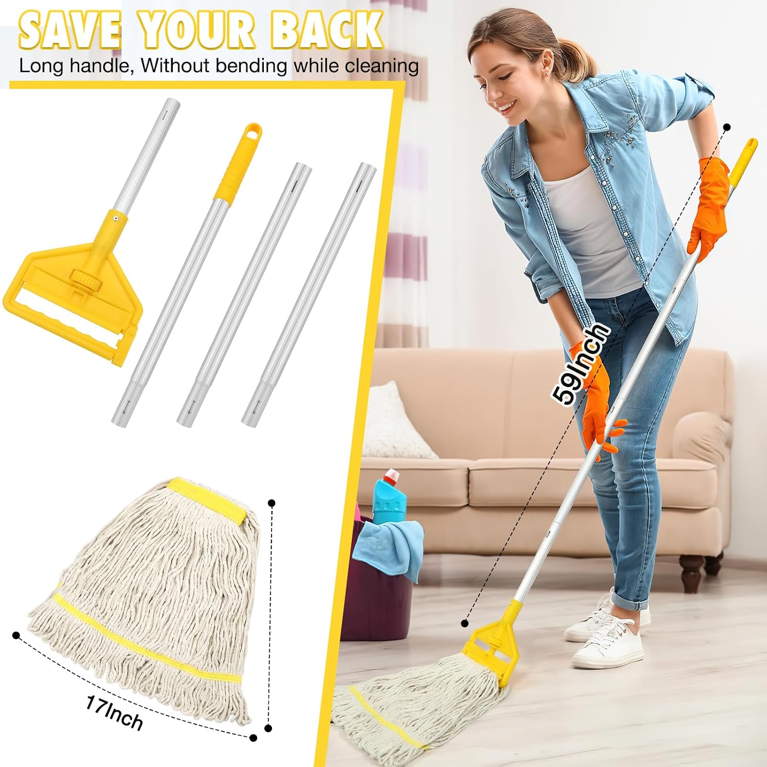 業務用モップ　ヘビーデューティー工業用コットンモップ　ロング - Commercial Kitchen Tile Flooring のレビューと価格