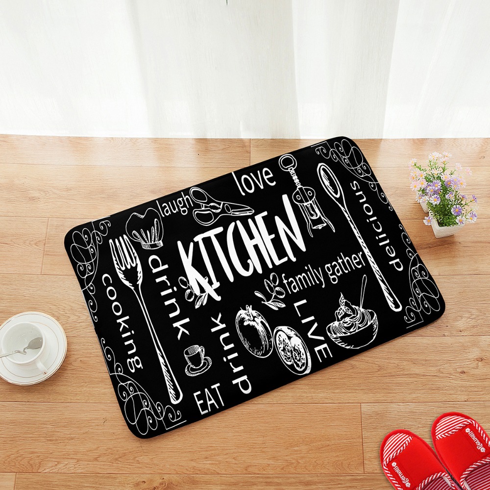 2PC キッチンライフ引用カーペット手描きパターンマットスタ - Commercial Kitchen Quotes のレビューと価格