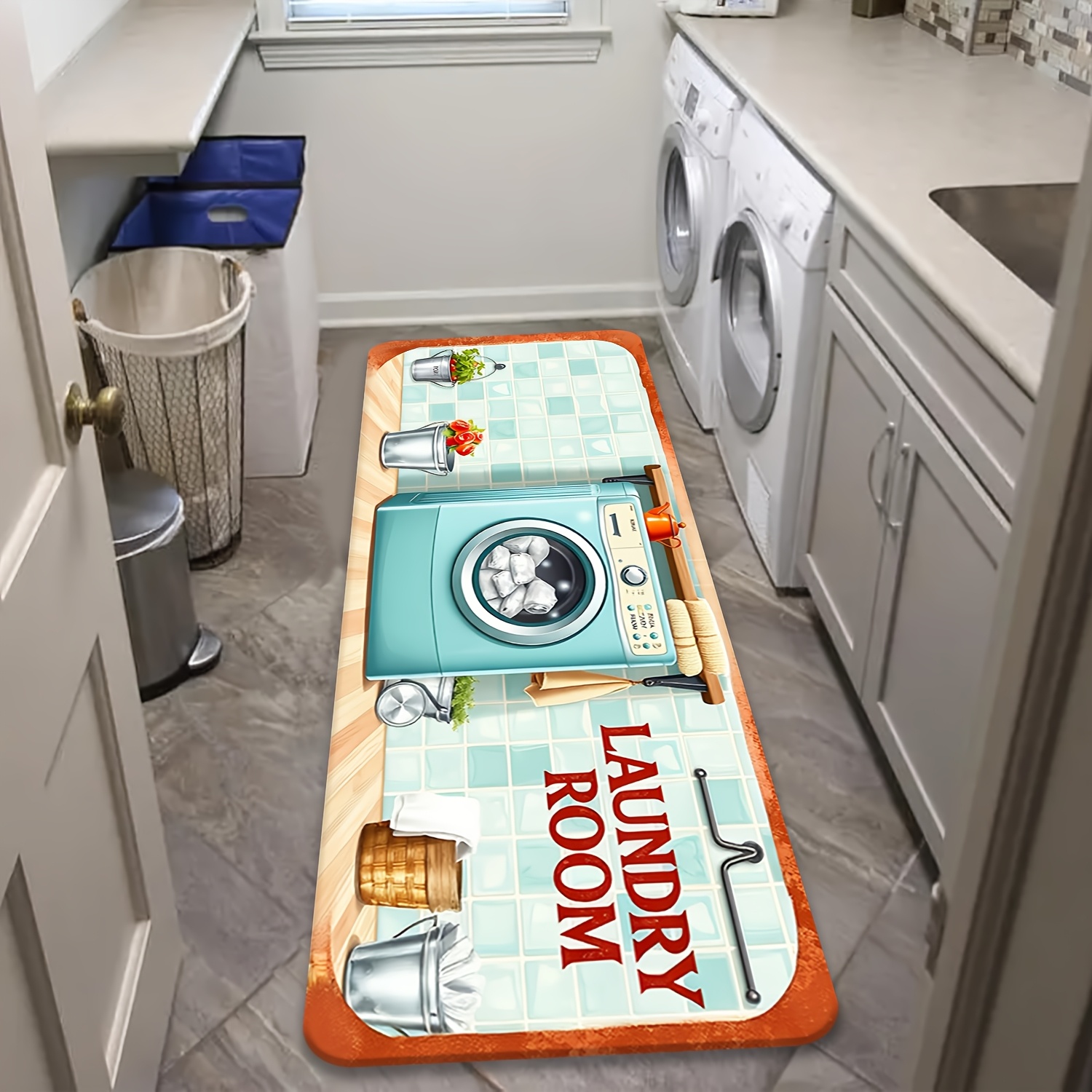 レトロなタイル柄の洗濯機用具プリント入り、居心地の良い丈夫な - Commercial Kitchen Tile Flooring のレビューと価格