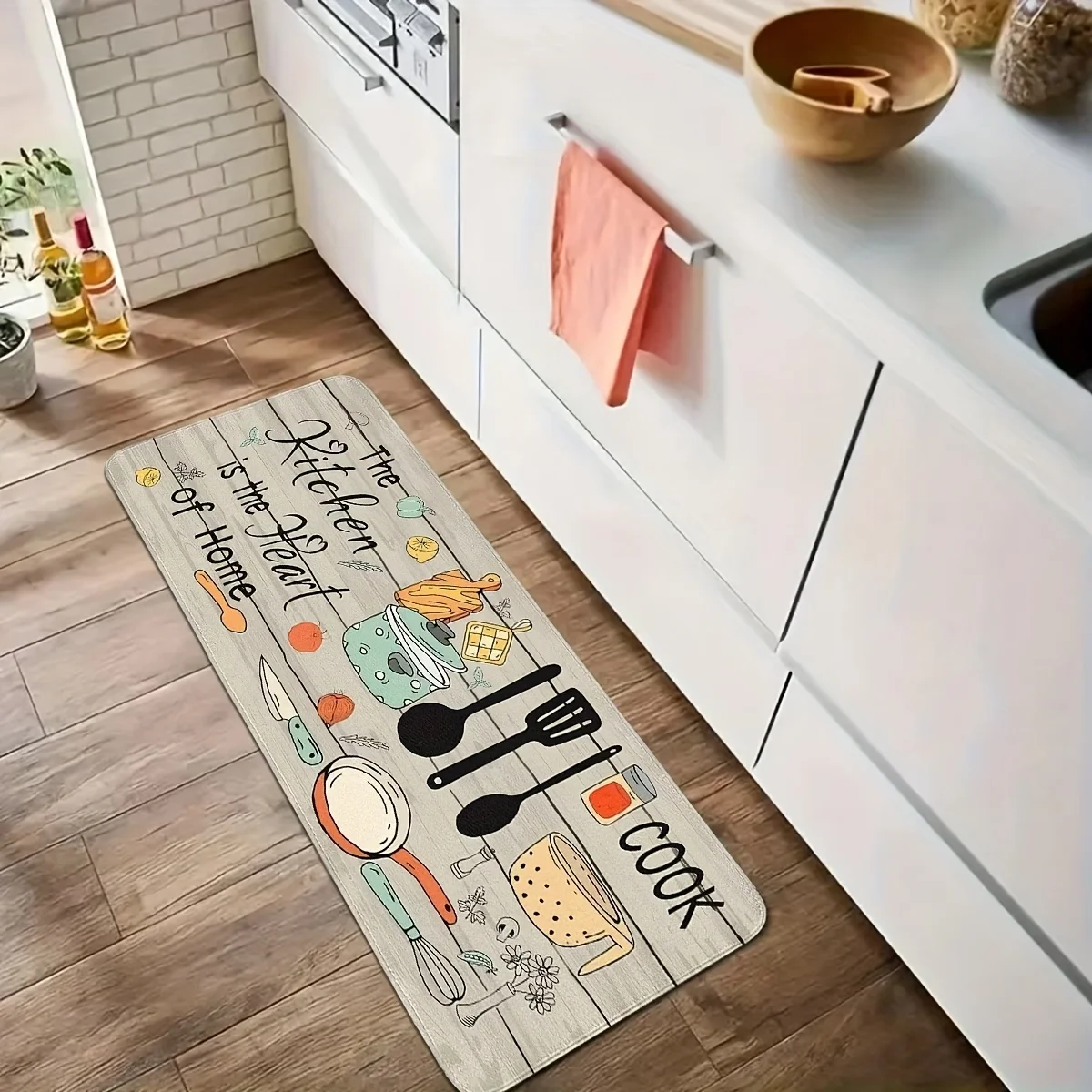 かわいいキッチン用品の引用プリントキッチンランナーラグソフト - Commercial Kitchen Quotes のレビューと価格