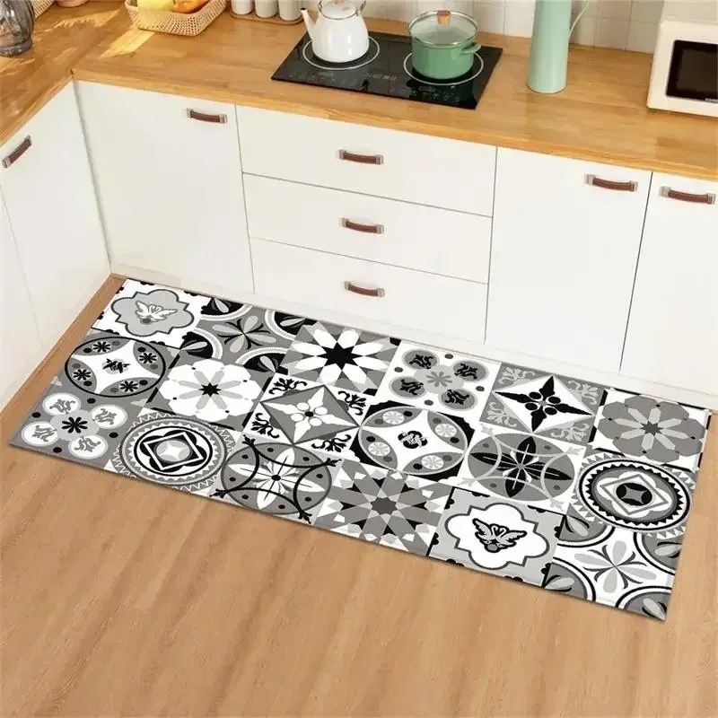 ブルーイエローヴィンテージタイルコラージュキッチンロングラン - Commercial Kitchen Tile Flooring のレビューと価格
