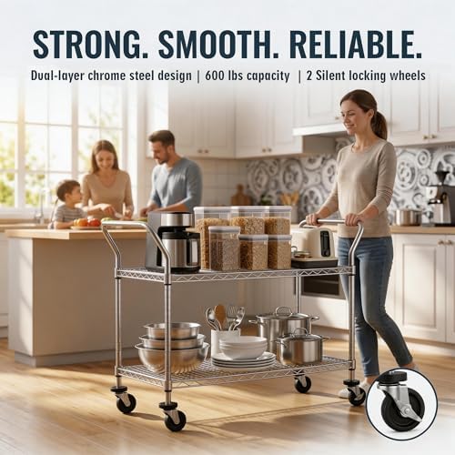 2段式業務用ローリングカート、頑丈なユーティリティカート、車 - Commercial Kitchen On Wheels のレビューと価格