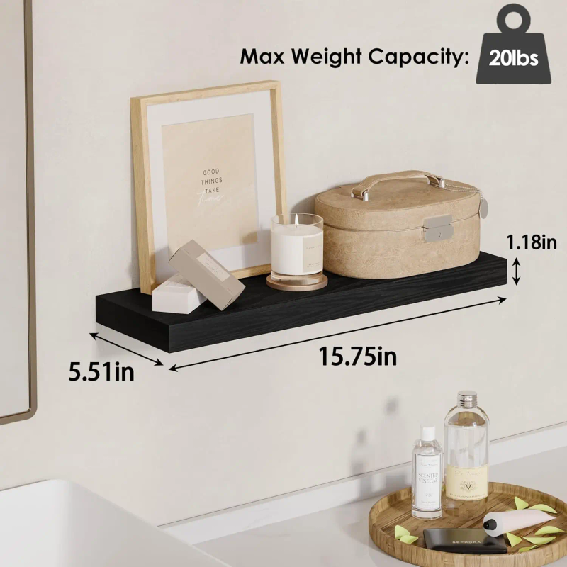 4個セットの素朴な木製フローティングシェルフ - 浴室、リビ - Commercial Kitchen Door のレビューと価格