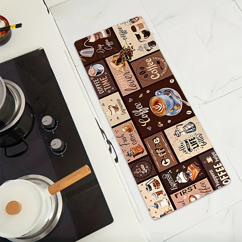 マルチグリッドコーヒーコーヒー柄プリントロングランナーラグフ - Commercial Kitchen Quotes のレビューと価格