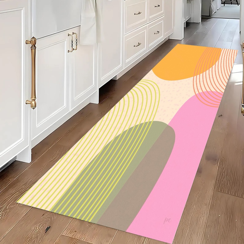 幾何学模様タイルランナーラグ滑り止めロングフロアマット抽象カ - Commercial Kitchen Tile Flooring のレビューと価格