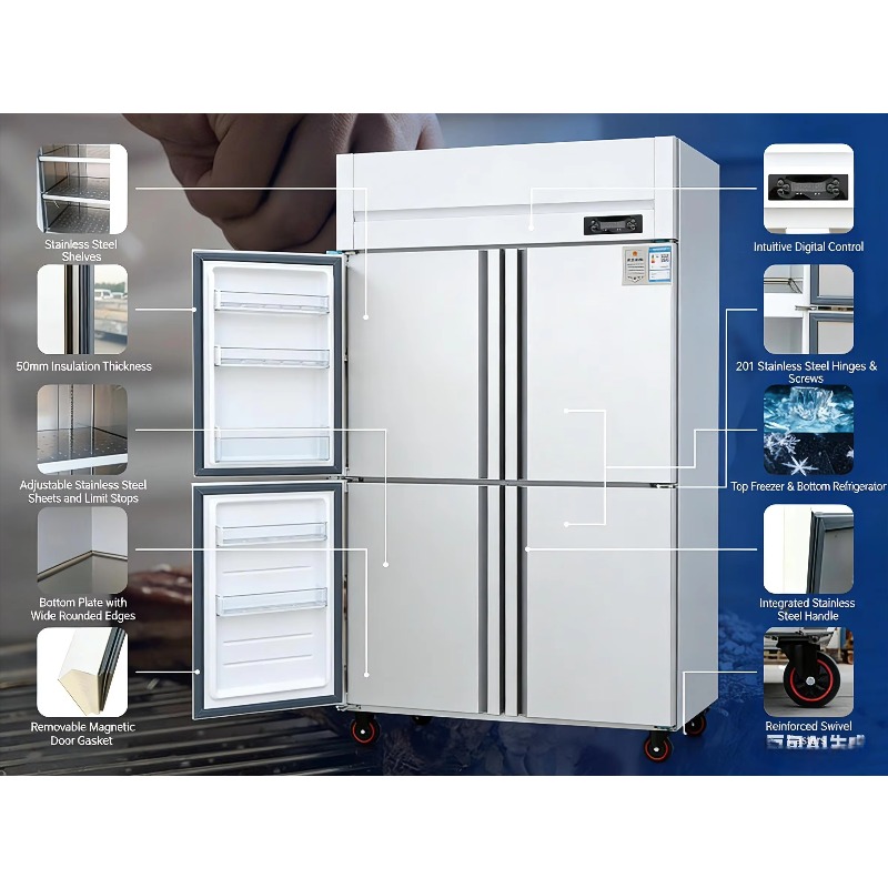 業務用ステンレス製直立型冷凍庫、二重温度4/6ドア冷蔵庫（ホ - Commercial Kitchen Door のレビューと価格