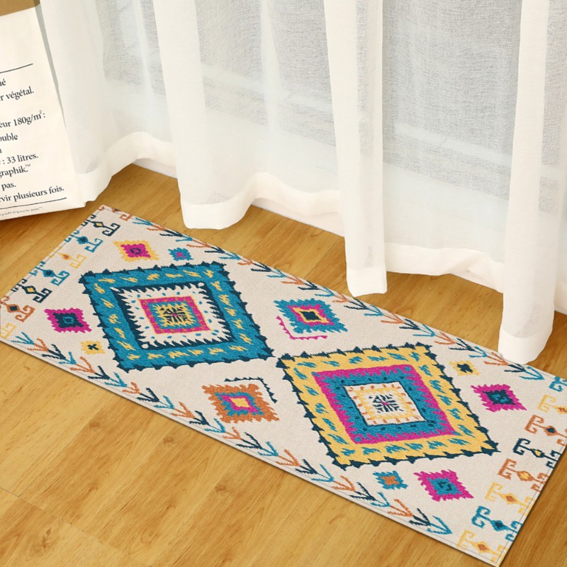ロングラグ 地中海ブルーホワイトタイルパターン 滑り止めフロ - Commercial Kitchen Tile Flooring のレビューと価格